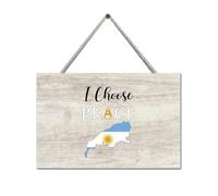 Placa de madera personalizada con texto en inglés "I Choose Peace,Argentina" de 15 x 25,4 cm, con la bandera del mapa nacional de Argentina, arte de pared de madera para granja, porche, sala de estar,