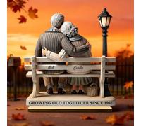 Placa de madera personalizada Growing Old Together - Regalos para parejas, adornos personalizados para parejas, placa de madera con forma personalizada, regalos únicos para parejas y abuelos