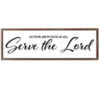 Placa de madera rústica con texto en inglés "As for Me And My House We Will Serve The Lord", arte rústico para decoración de pared con citas inspiradoras, placas de madera, regalos de 4 x 16 pulgadas