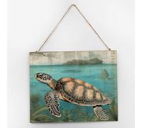 Placa de madera rústica, diseño náutico, playa, océano, tortuga, subacuática, decoración de pared para casa, animales marinos, pulpo, cangrejo, letreros de madera, letrero antiguo para decoración de