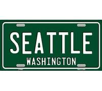 Placa de matrícula de metal con fondo verde de Seattle Washington, 15 x 30 cm