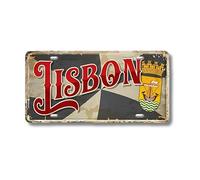 Placa de matrícula de Portugal con impresión metálica de la ciudad portuguesa • Lisboa