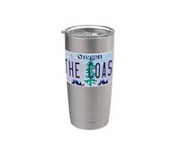 Placa de matrícula de The Coast Oregon OR Neighborhood Vaso térmico de acero inoxidable de doble pared