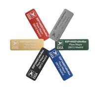 Placa de matrícula para drones en 30x10mm para e-ID con logo EASA, número de registro, insignias para drones con grabado láser, aluminio anodizado plateado, hasta 3 líneas