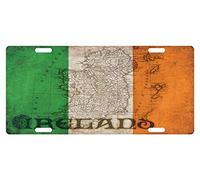 Placa de matrícula personalizada con la bandera de Irlanda, mapa irlandés, 6 x 12 pulgadas