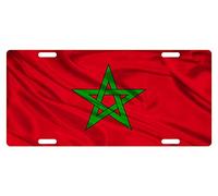 Placa de matrícula personalizada con la bandera de Marruecos de 6 x 12 pulgadas