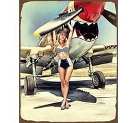 Placa de Metal con Diseño de Avión Spitfire Británico RAF - Estilo Vintage Icónico para Decoración A14 - Cartel de 20,3 x 30,5 cm