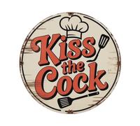 Placa de metal con texto en inglés "Chef Kiss The Cook"