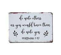 Placa de metal con texto en inglés "Do Unto Others As You Would Have Them Do Unto You" Matthew 7 12