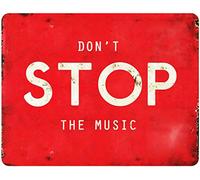 Placa de metal con texto en inglés "Don't Stop The Music" de grupo musical, 30,5 x 20,3 cm