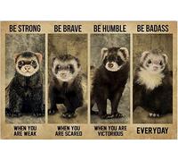 Placa de metal con texto en inglés "Ferret be Strong When You are weak be Brave When You are Scared", placas de metal para el hogar, sala de estar, cocina, cafetería, bar, decoración de pared, letrero