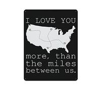 Placa de metal con texto en inglés "I Love You More Than The Miles Between Us" para colgar en hierro, pintura retro para el hogar, cocina, jardín, garaje, decoración de pared, 40,6 x 30,5 cm