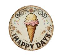 Placa de metal con texto en inglés "Ice Cream Happy Days"