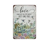 Placa de metal con texto en inglés «Love Grows Best in Little House» para colgar, pintura de hierro, retro, para el hogar, cocina, jardín, garaje, decoración de pared, 12 x 8 pulgadas
