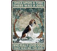 Placa de metal con texto en inglés "Once Upon A Time Girl Who Really Loved Treeing Walker Coonhound", letrero de estaño, regalo para niñas, estilo vintage, placa de pared de metal, 20 x 30 cm