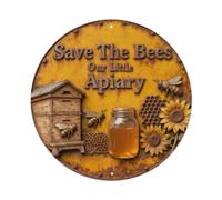 Placa de metal con texto en inglés "Save The Bees Our Little Apiary"