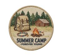 Placa de metal con texto en inglés «Summer Camp» para siempre joven