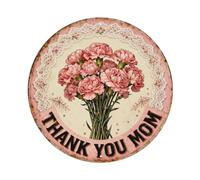 Placa de metal con texto en inglés "Thank You Mom"