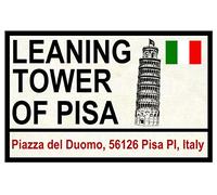 Placa de metal de aluminio con diseño de la torre inclinada de Pisa de 20 x 30 cm