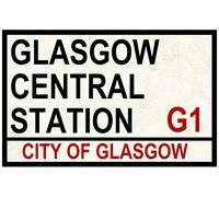 Placa de metal de aluminio con diseño de señales de carretera (Glasgow Central) de 8 x 12 pulgadas
