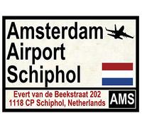Placa de metal de aluminio con señales de carretera (aeropuerto de Ámsterdam) de 20 x 30,5 cm