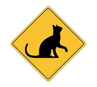 Placa de metal de estaño para gato Xing gato cruce señal de advertencia precaución cuidado con la zona de cruce de gatos fácil montaje letrero de animal novedad calle cartel para decoración de patio