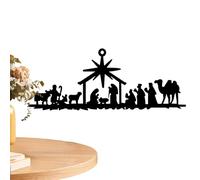 Placa de metal para belén de Belén, juego de belén religioso de metal, escena de la Sagrada Familia con Estrella de Belén Kit de montaje en pared para Navidad, interior, hogar, salón