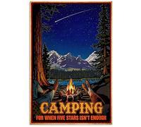Placa de metal para decoración de pared de Camping For When Five Stars Isn't enough vintage de 8 x 12 pulgadas