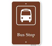 Placa de metal para exteriores con diseño de parada de autobús, 30 x 16 pulgadas