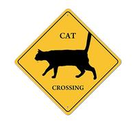 Placa de metal para gato Xing gato cruce señal de advertencia precaución cuidado con la zona de cruce de gatos resistente a la intemperie, letrero de aluminio retro para decoración de jardín de