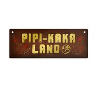 Placa de metal para inodoro con diseño de baño y texto en alemán "Pipi-Kaka-Land"