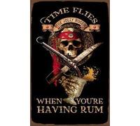 Placa de metal para pared con diseño de pirata de Ron de Time Flies de pirata de estilo vintage, 20,3 x 30,4 cm, A6