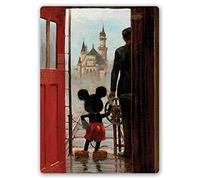 Placa de Metal para Pared con Texto en inglés Merch Mickey & Walt Holding Hands V2 Magic Kingdom Disney, Medium (200mm x 280mm) | Sticky-Pads |