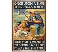 Placa de metal para póster con texto en inglés "There was a boy wanted to become a sailor", letrero de metal retro vintage de aluminio para decoración del hogar, habitación, decoración de metal, 12 x