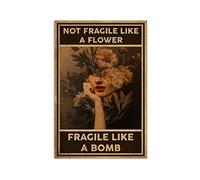 Placa de metal para póster "Not Fragile Like A Flower", póster feminista, arte de pared feminista, impresión feminista, arte feminista, arte feminista, regalo feminista, decoración del hogar de pared
