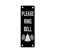 Placa de metal para puerta con texto en inglés "Please Ring The Bell", 5 x 15 cm, con parte trasera autoadhesiva y agujeros, para timbre de puerta, para oficina, negocios, uso al aire libre, color