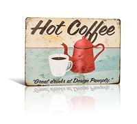 不适用 Placa de metal retro con texto en inglés «Fresh & Hot Coffee Served Here»