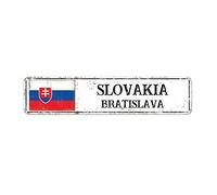 Placa de metal retro de Eslovaquia, placa de pared de Bratislava, ciudad capital, letrero de granja de Eslovaquia, letrero de aluminio de estaño para pared, placa de recuerdo de país, bandera