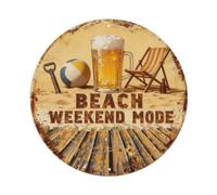 Placa de metal retro para fin de semana con texto en inglés "Beach Weekend"