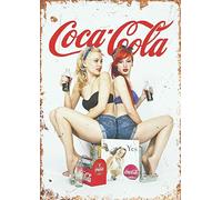 Placa de metal retro para pared de Coca Cola con texto en inglés "Kitchen Drink Pop UK 2 Girls (tamaño pequeño A5 (200 x 150 mm)