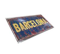Placa de metal vintage Barcelona, 30 x 15 cm, placa de pared rústica para bar, pub, garaje, bodega, decoración del hogar