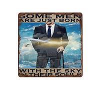 Placa de metal vintage para asistente de vuelo de 30,5 x 30,5 cm, diseño de uniforme azul con texto en inglés "Some Men Born with The Sky in Their Souls"
