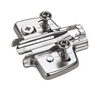 Placa de montaje en cruz con ajuste de altura directo, niquelado, serie de orificios de 37 x 32 mm, Hettich Direkt con pivote y tornillos especiales (para orificio de 5 x 7,5 mm), distancia de 5,0 mm.