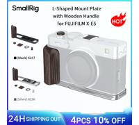 Placa de Montaje en Forma de L SmallRig X-E5 con Mango de Madera para FUJIFILM X-E5 con Tapa de Botón de Obturador, Placa de Liberación Rápida Arca-Swiss Silver 6236