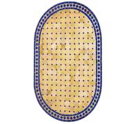 Placa de mosaico marroquí Marrakech Beige Azul ovalada 100 x 60 cm