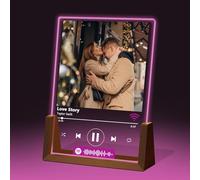 Placa de música navideña personalizada, recuerdo musical exclusivo para parejas, para marco de fotos de música Spotify con base en forma de U, luz RGB, decoración de fotos personalizada para regalo de