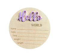 Placa de nacimiento de madera: superficie de grabación de memoria atemporal, circular cortado con láser, letrero de material de madera maciza, placa decorativa para de accesorios de pared,