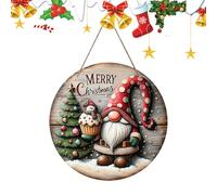 Placa de Navidad para el amigo invisible, placa de bienvenida rústica para puerta de bienvenida, diseño de árbol de GNOME para pared, tabla de Navidad