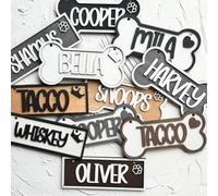 Placa de nombre personalizada para caseta de perro, placa de pata de perro, letrero de jaula personalizado, letrero de nombre de hueso de perro, regalo para amantes de las mascotas
