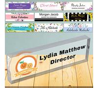 Placa de Nombre Personalizada para Escritorio de Oficina - Vidrio Acrílico Transparente, Decoración para Mujeres o Hombres, 8 x 2.5 Pulgadas